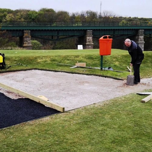 RubbaPour being installed at a golf course